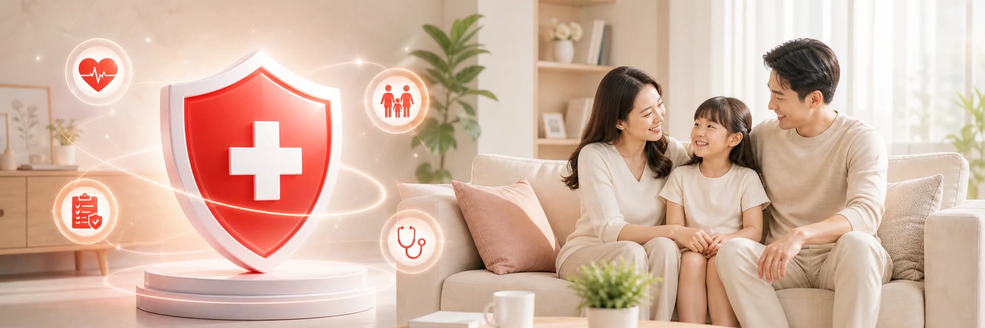 Gia đình và lá chắn y tế cho bảo hiểm sức khỏe